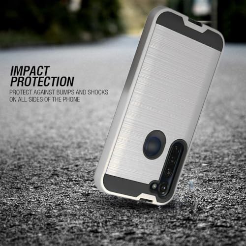 NEM Case Compatible with Motorola Moto G Stylus XT2043 (2020), Moto G Power XT2041 - Shockproof Brushed Case (Silver) - color: Silver