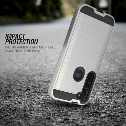 NEM Case Compatible with Motorola Moto G Stylus XT2043 (2020), Moto G Power XT2041 - Shockproof Brushed Case (Silver) - color: Silver