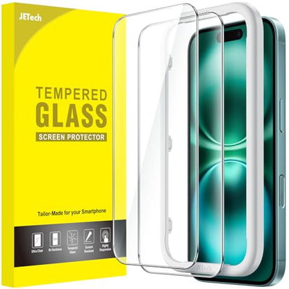 JETech Screen Protector for iPhone 16 Plus, 2-Pack | 9H Tempered Glass, HD Clear, Anti-Scratch Protection, Easy Installation Tool - size: iPhone 16 Plus