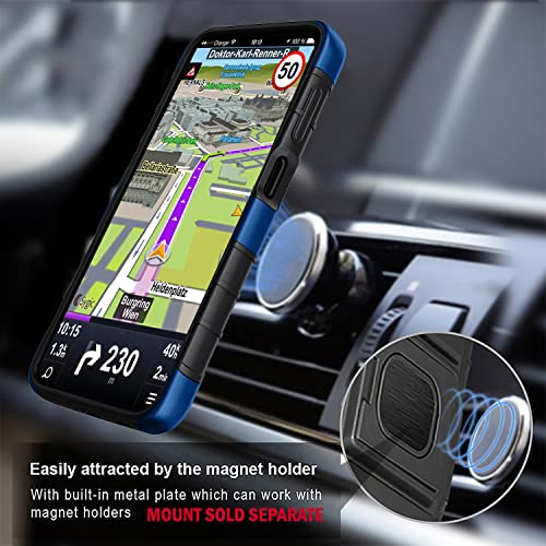 Nakedcellphone Rugged Combo for Samsung Galaxy XCover 7 Pro Case - Blue | Hybrid Cover + Belt Clip Holster, Rotating Phone Holder, Ring Grip, with Kickstand, For XCover7 Pro (2025, SM-G766) - color: Blue