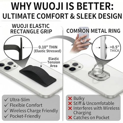 Universal Phone Grip Holder for Hand - Wireless Charging Compatible - Universal Finger Strap Phone Holder Compatible with Most Smartphones (Black) - 5Pack - color: Black