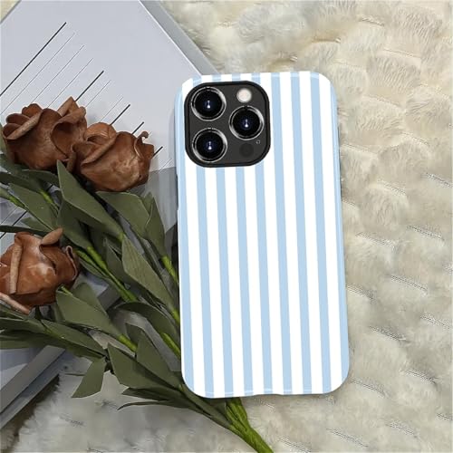 Compatible with iPhone 12 Pro Max Case,Glossy 2-in-1 Sleek All-Inclusive Dual-Layer Material Soft TPU + PC Back for Blue Stripes Geometric Pastel Summer Beach - color: Blue Stripes Geometric Pastel Summer Beach-Glossy, size: iPhone 12 Pro Max