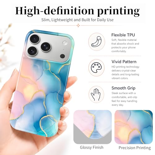 Case Compatible with iPhone 17 Pro Max, 2025 Anti-Yellow Ultra Transparent Soft TPU Phone Case, Shockproof Anti-Slip Slim Lightweight Full Coverage Protective (Marble Pattern 1) - color: Marble pattern 1