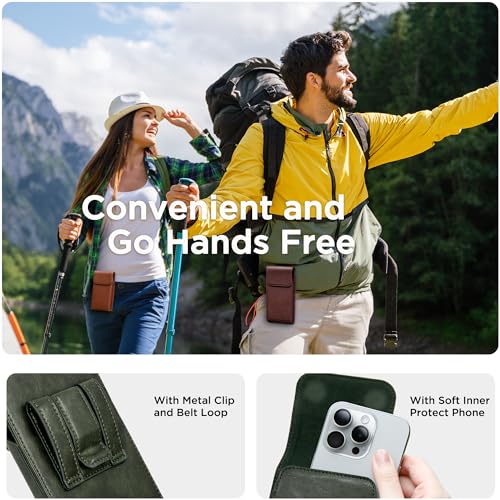 Holster for iPhone 17 Pro Max 16 Pro Max 15 Pro Max 14 Pro Max 13 Pro Max 16 Plus 15 Plus 14 Plus, Premium Leather Pouch with Belt Clip Phone Holster Belt Case, Green -L - color: Green, size: Large