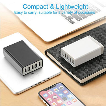 Desktop 5 Port USB Wall Charger 40W 8A, USB Hub Charging Station - color: Power Charger (5Port Hub)