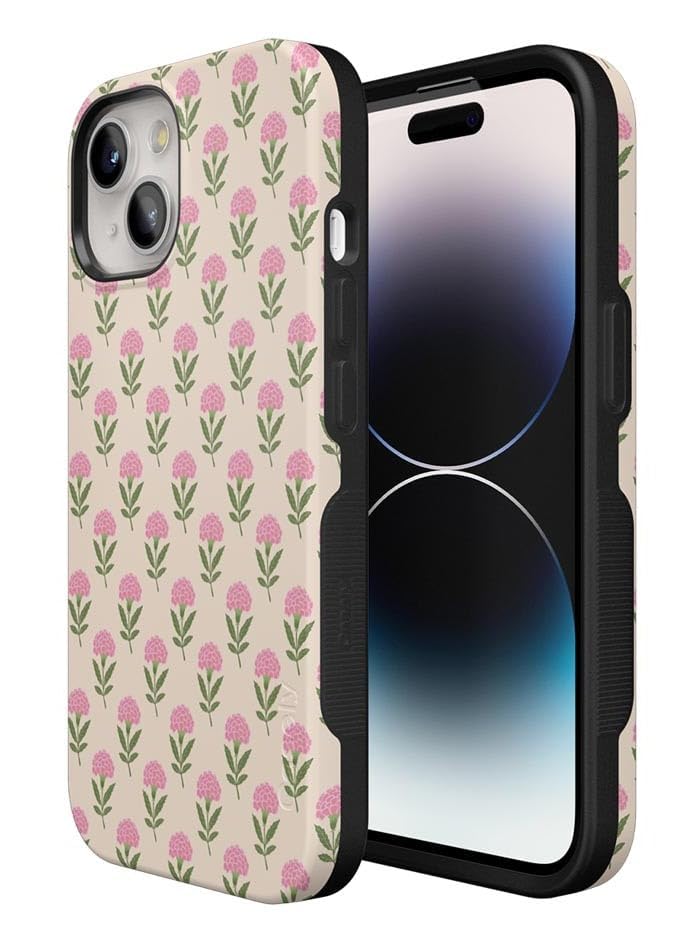 Casely iPhone 15 Plus Case | Jenna's Flowers | Fun on Weekdays | Bold Protective Design | Compatible with MagSafe - color: Jenna's Flowers | Fun on Weekdays