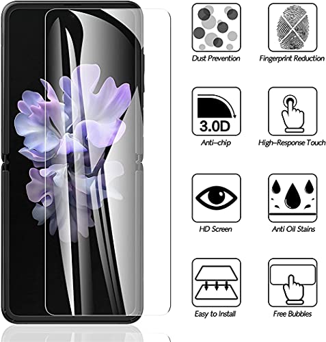 For Samsung Galaxy Z Flip3 5G Screen Protector Hydrogel Film,4 in 1 HD Clear Anti-Scratch Soft Screen Protector for Galaxy Z Flip 3 Inside Screen,Two Backs&Hinge