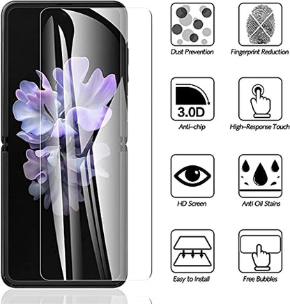 For Samsung Galaxy Z Flip3 5G Screen Protector Hydrogel Film,4 in 1 HD Clear Anti-Scratch Soft Screen Protector for Galaxy Z Flip 3 Inside Screen,Two Backs&Hinge