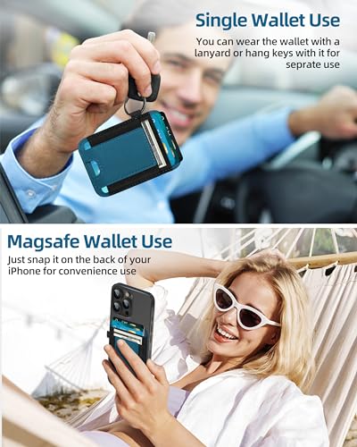for Magsafe Wallet, Strongest Magnetic Wallet for iPhone 17/16/15/14/13/12 Series, for Magsafe Card Holder with 2 Card Slots, RFID Blocking, Slim, Vegan Leather, Hold 7 Cards, Blue | Magnetic Wallet for iPhone 17/16/15/14/13/12 Series, for Magsafe Card Ho