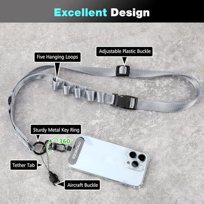 MoKo Adjustable Phone Lanyard Crossbody Strap with Detachable Quick Buckle - color: Dark Gray
