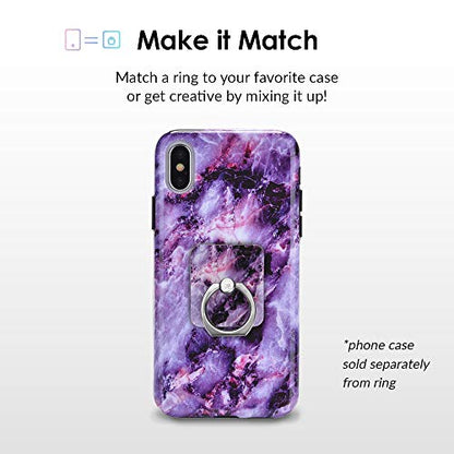 Velvet Caviar Cell Phone Ring Holder - Finger Ring & Stand - Improves Phone Grip Compatible with iPhone, Galaxy and Most Cases (Except Silicone/Leather) - Purple Marble - color: Purple Stone