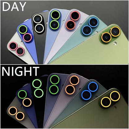BONVAN for iPhone 17 Camera Lens Protector Glow in the Dark Tempered Glass Screen Accessories Luminous Lens Cover (2PCS) (Red) - color: Red