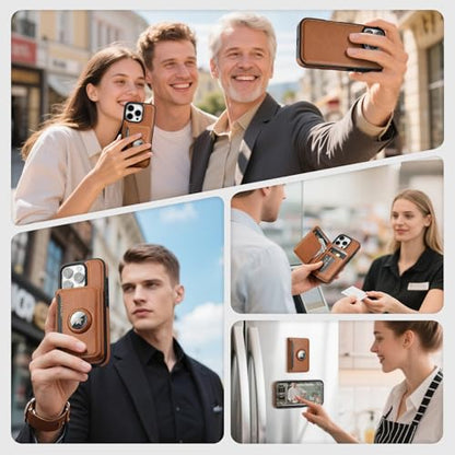 Antsturdy Compatible with MagSafe iPhone 16 Pro Wallet Case,Brown - color: Brown, size: iPhone 16 Pro - 6.3"