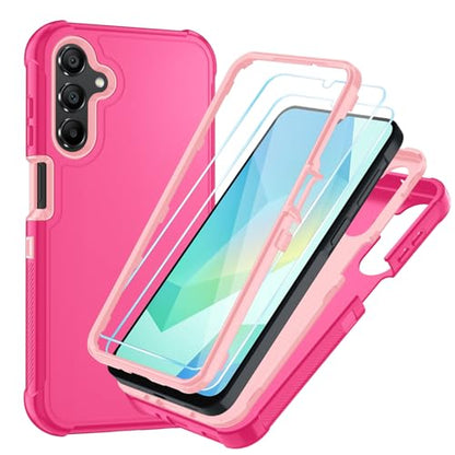 for Samsung Galaxy A16 5G Case : 3-Layer Shockproof Phone Cover with HD Screen Protector,Hybrid Protective Military-Grade Drop Protection for Galaxy A16 5G Phone Case (Pink/Rose Gold) - color: Pink/Rose Gold
