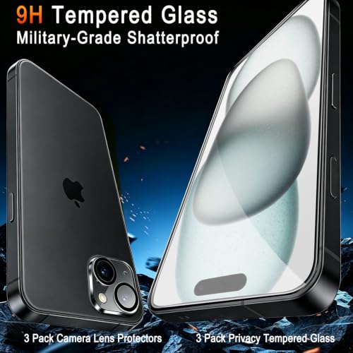 TZGZT 3 Pack Screen Protector for iPhone 15, Tempered Glass, Case Friendly - color: iPhone 15 Clear