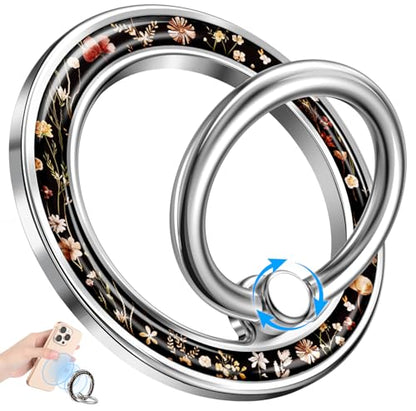 Magnetic Phone Ring, Compatible with MagSafe Phone Grip, Grow Flower - color: Grow Flower
