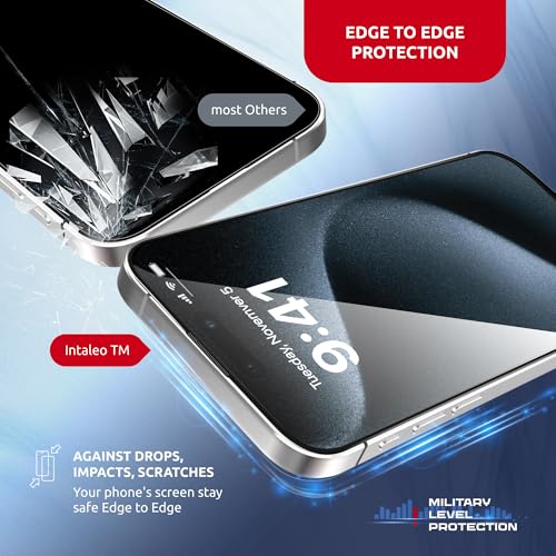 Tempered Glass Screen Protector for iPhone 15 Pro Max – Full Edge-to-Edge Protection 15 Pro Max Screen Protector with Applicator 9H Hardness Oleophobic Coating - Glass For Iphone 15Pro Max - size: for iPhone 15 ProMax