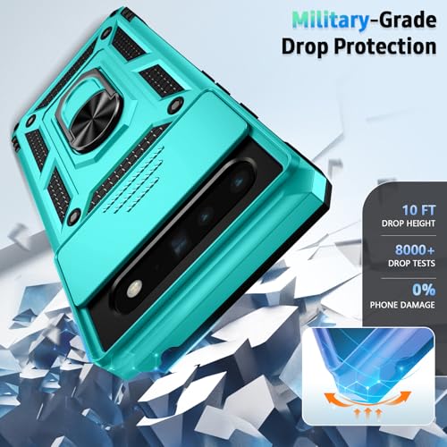 VINVE for Google Pixel 6 Pro Case with Slide Lens Cover, Military Grade Drop Protection, Magnetic Rotated Ring Holder Kickstand Protective Phone Case (Ice Green) - color: Ice Green ,Military Grade 2nd gen.
