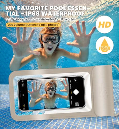 HiRui Universal Waterproof Phone Pouch with Touch Screen, IP68 Waterproof Phone Case Dry Bag for Beach, Compatible with iPhone 17/16/Pro/Plus/Max/15, Galaxy S24+/25+, Fits up to 6.9", Gold, X-Large - color: Gold, size: X-Large
