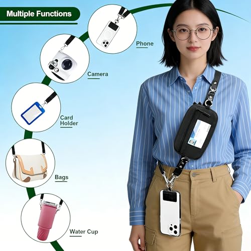 Crossbody Body Phone Holder for Women, New Phone Strap with Zippered Pouch, Adjustable Crossbody Strap - color: New Black