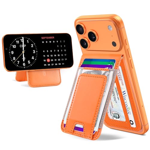for MagSafe Wallet with Money Clip, Magnetic iPhone Wallet Stand, Orange - color: Orange