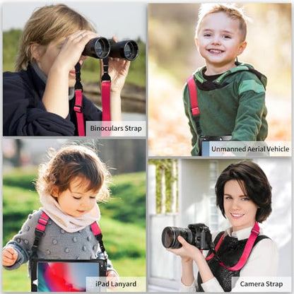 FIEIL 5 Pack Nylon iPad Strap, Adjustable Camera Neck Strap, Comfortable Shoulder Strap for iPad, Cellphone Tablet, Camera, Laptop, Binocular, Luggage Bag(Rose red Universal Neck Lanyard) - size: 5 Pack Rose Red
