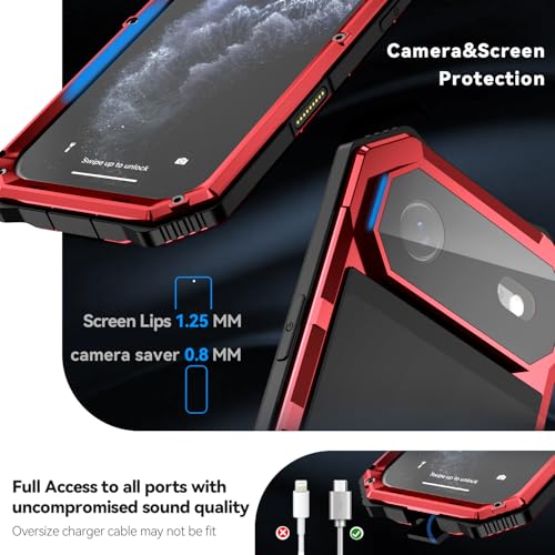 Lunivop Compatibility with iPhone Air Case 6.5'' 2025 Heavy Duty with Built in Screen Protector Lens Protection Rugged Stand 360 Full Body Military Grade Metal Bumper Phone Cases Men 17 Air Red - color: Red, size: iPhone 17 Air 6.5 2025