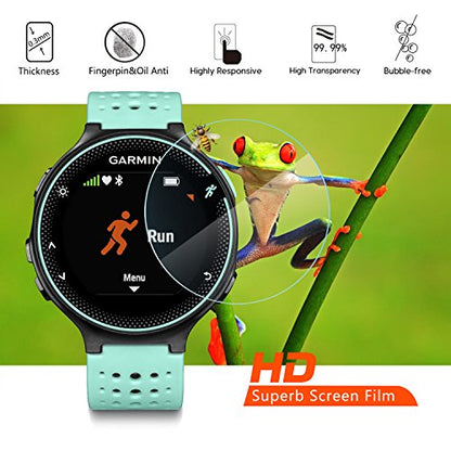 (Pack of 4) Tempered Glass Screen Protector for Garmin Forerunner 235 225 620 220, [0.3mm 2.5D High Definition 9H] Premium Clear Screen Protective Film for Garmin Forerunner 235 225 620 220
