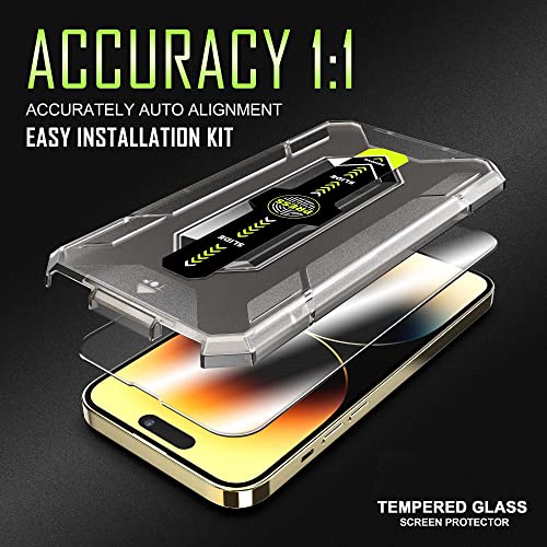 [2 Pack] Easy Install Frame Guard Tool Kit Tempered Glass Screen Protector Compatible with iPhone 14 Pro - size: iPhone 14 Pro