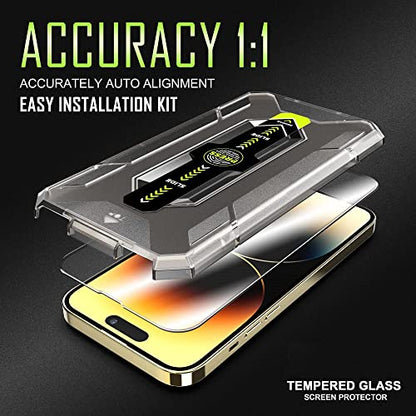 [2 Pack] Easy Install Frame Guard Tool Kit Tempered Glass Screen Protector Compatible with iPhone 13 Pro Max and iPhone 14 Plus - size: iPhone 13 Pro Max / 14 Plus