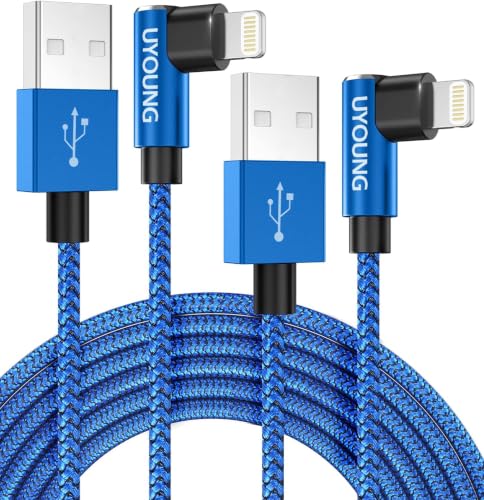 Right Angle iPhone Charger [Apple MFi Certified] iPhone Cable 10 FT, 2 Pack - color: Blue, size: 10FT