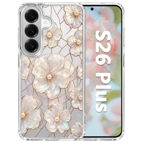 for Samsung Galaxy S26 Plus Magnetic Case【Compatible with MagSafe】 Aesthetic Oil Painting Stained Glass Flower Design, Slim Fit Hard PC Back Shockproof Cute Clear Phone Cover, Light Pink - color: Light Pink, size: Galaxy S26 Plus