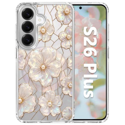 for Samsung Galaxy S26 Plus Magnetic Case【Compatible with MagSafe】 Aesthetic Oil Painting Stained Glass Flower Design, Slim Fit Hard PC Back Shockproof Cute Clear Phone Cover, Light Pink - color: Light Pink, size: Galaxy S26 Plus