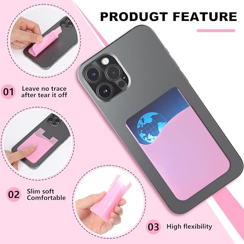 Frienda 24 Pcs Phone Card Holder Adhesive Silicone Wallet, Classic Color - color: Classic Colors