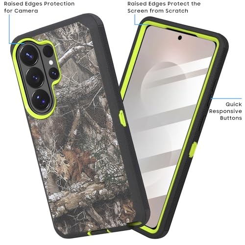Compatible for Samsung S26 Ultra Rugged Case with Belt Clip Holster & Built-in Screen Protector, Heavy-Duty Full-Body Shockproof Cover, Military-Grade Protective Case (Camo Green) - color: Camo Green
