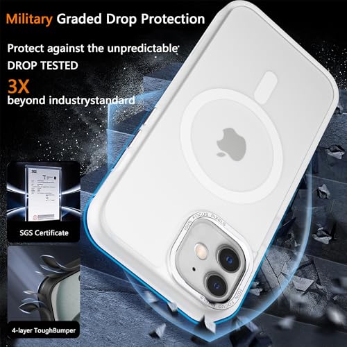 Magnetic iPhone 12/12Pro case,Compatible with Magsafe, Military-Grade Protection,Slim Translucent Matte Shockproof with Anti-Scratch Anti-Fingerprint Phone Cover (Frosted white, iPhone 12/12Pro) - color: Frosted White, size: iPhone 12/12Pro