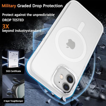 Magnetic iPhone 12/12Pro case,Compatible with Magsafe, Military-Grade Protection,Slim Translucent Matte Shockproof with Anti-Scratch Anti-Fingerprint Phone Cover (Frosted white, iPhone 12/12Pro) - color: Frosted White, size: iPhone 12/12Pro