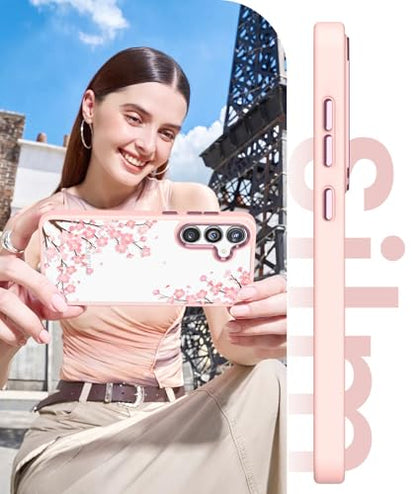Crystal Clear Flower Pattern Case for Samsung Galaxy S26 FE-Pink | Girl Women Slim Soft TPU + Hard PC Military Grade Protective Phone Cover WithTempered Glass Screen Protector for S26 FE - color: S26 FE-Pink