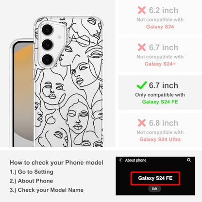 MOSNOVO Case for Samsung Galaxy S24 FE, [Buffertech 6.6ft Military-Grade Drop Protection] [Anti Peel Off Tech] Clear TPU Bumper Phone Case Cover Design - Abstract Face Line Art - color: Clear - Abstract Face Line Art, size: Samsung Galaxy S24 FE