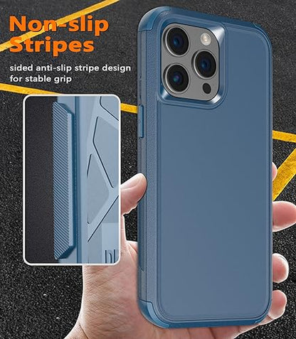 Diverbox for iPhone 15 Pro Case [Shockproof] [Dropproof] [Tempered Glass Screen Protector ],Heavy Duty Protection Phone Case Cover for Apple iPhone 15 Pro 6.1 inch (Blue) - color: Blue