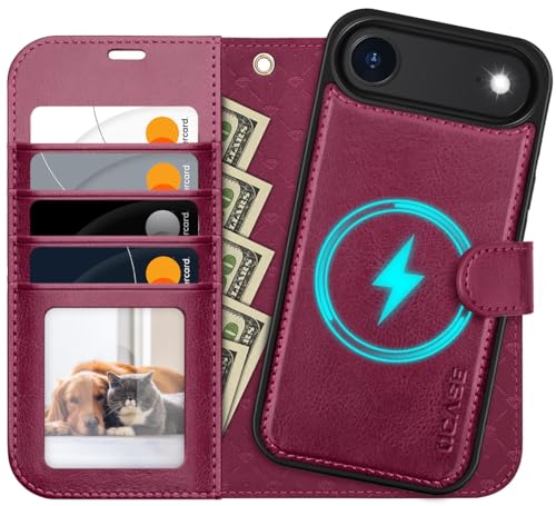 OCASE for iPhone Air Detachable Wallet Case with Card Holder, 2 in 1 PU Leather Flip Folio with RFID Blocking Stand Wrist Strap Shockproof Phone Cover 6.5 Inch 2025, Burgundy - color: Burgundy, size: iPhone Air