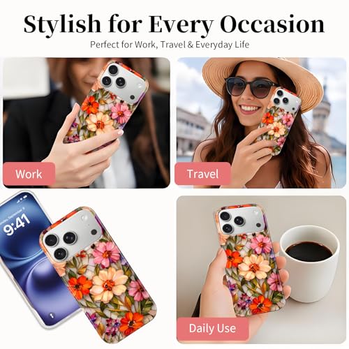Case Compatible with iPhone 17 Pro Max, 2025 Anti-Yellow Ultra Transparent Soft TPU Phone Case, Shockproof Anti-Slip Slim Lightweight Full Coverage Protective (Glass Flowers) - color: Glass flowers