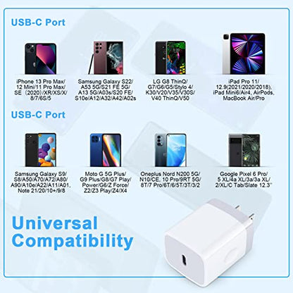USB C Charger Box Phone Charger Block Fast Charging Wall Plug for Samsung - color: WHITE