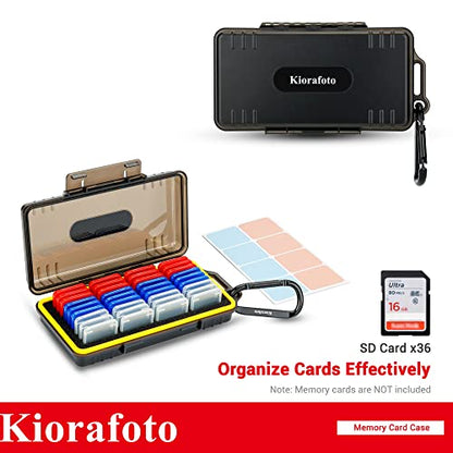 Kiorafoto SD Card Case w 36PCS Individual Clear Plastic Memory Card Holder - color: for 36 SD Cards（With Box）