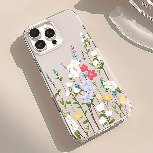 IAIYOXI Clear Case for iPhone 16 Pro Max, [Crystal Clear Military-Grade Drop Protection], Non-Yellowing, Slim Lightweight Transparent TPU Bumper Phone Case Cover Design - Litte Flower - color: Litte Flowers, size: iPhone 16 Pro Max