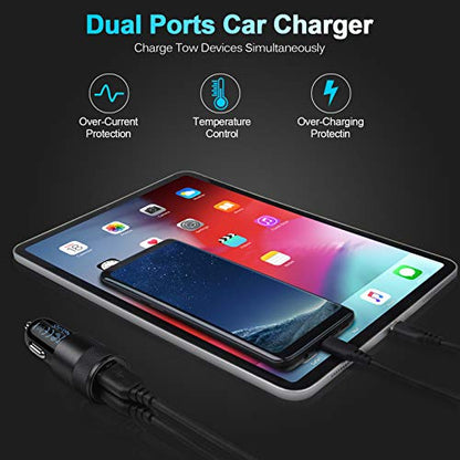 Fast Car Charger, 2Pack 3.4A Fast Charging Car Adapter Dual Port Cigarette