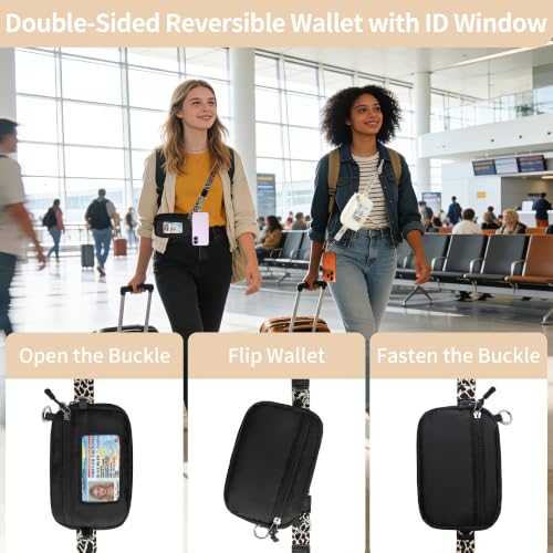 Clip and Go Strap for Phone with Wallet Crossbody Lanyard (Black White) - color: Black White