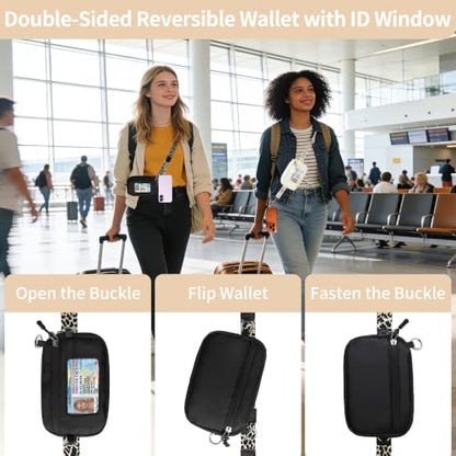 Clip and Go Strap for Phone with Wallet Crossbody Lanyard (Black White) - color: Black White
