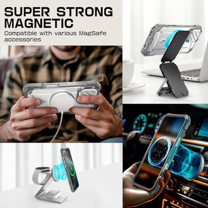 SUPCASE for iPhone 16 Pro Max Case (6.9 inch) with Camera Cover Stand,White | Compatible with MagSafe, Camera Control Button, Military-Grade Drop Protection, Heavy Duty Rugged Magnetic Case, UB Mag XT - color: White