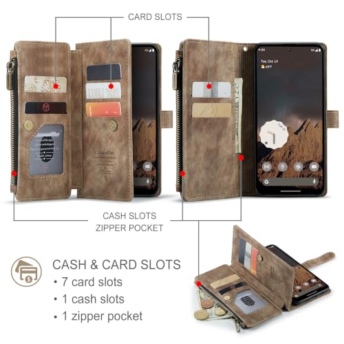 Google Pixel 11/Pixel 11 Pro 5G Wallet Case with Card Holder,Brown - color: Brown, size: Pixel 11/11 Pro 6.3 Inch